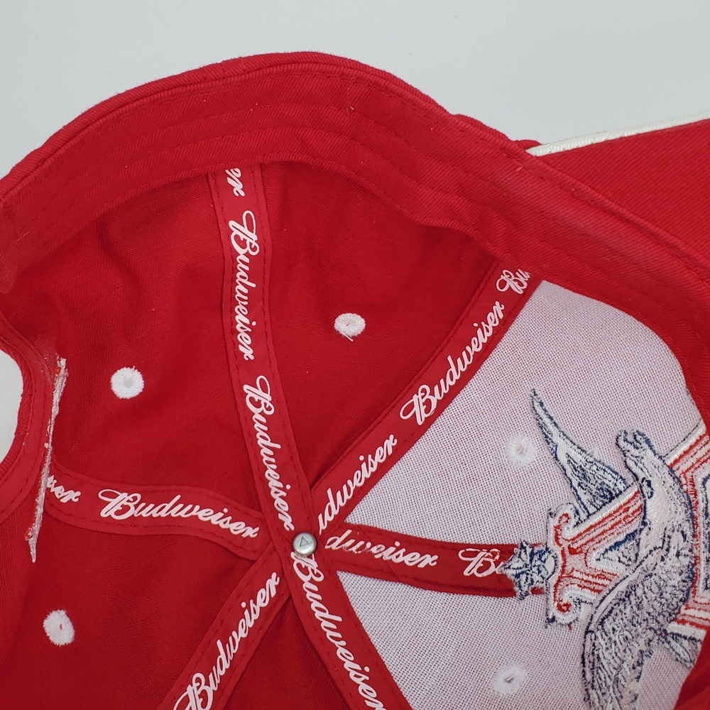 Budweiser Hat Red American Flag Eagle Logo Anheuser Busch Adjustable BaseballCap - Picture 9 of 9